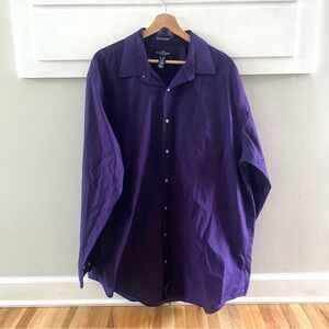 Land’s End Men's Long Sleeve Buttondown No Iron Broadcloth Shirt Size 18x37 Tall